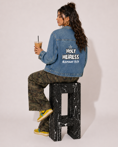 Holy Heiress Denim Jacket | Christian Streetwear Jacket with Scripture