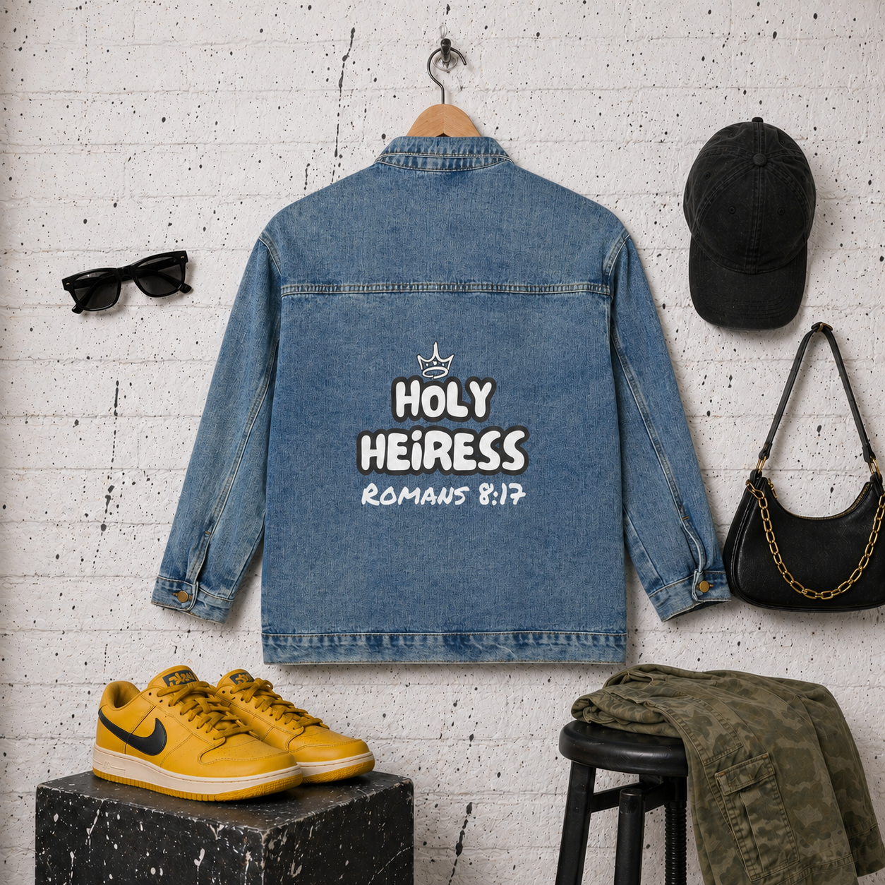 Holy Heiress Denim Jacket | Christian Streetwear Jacket with Scripture